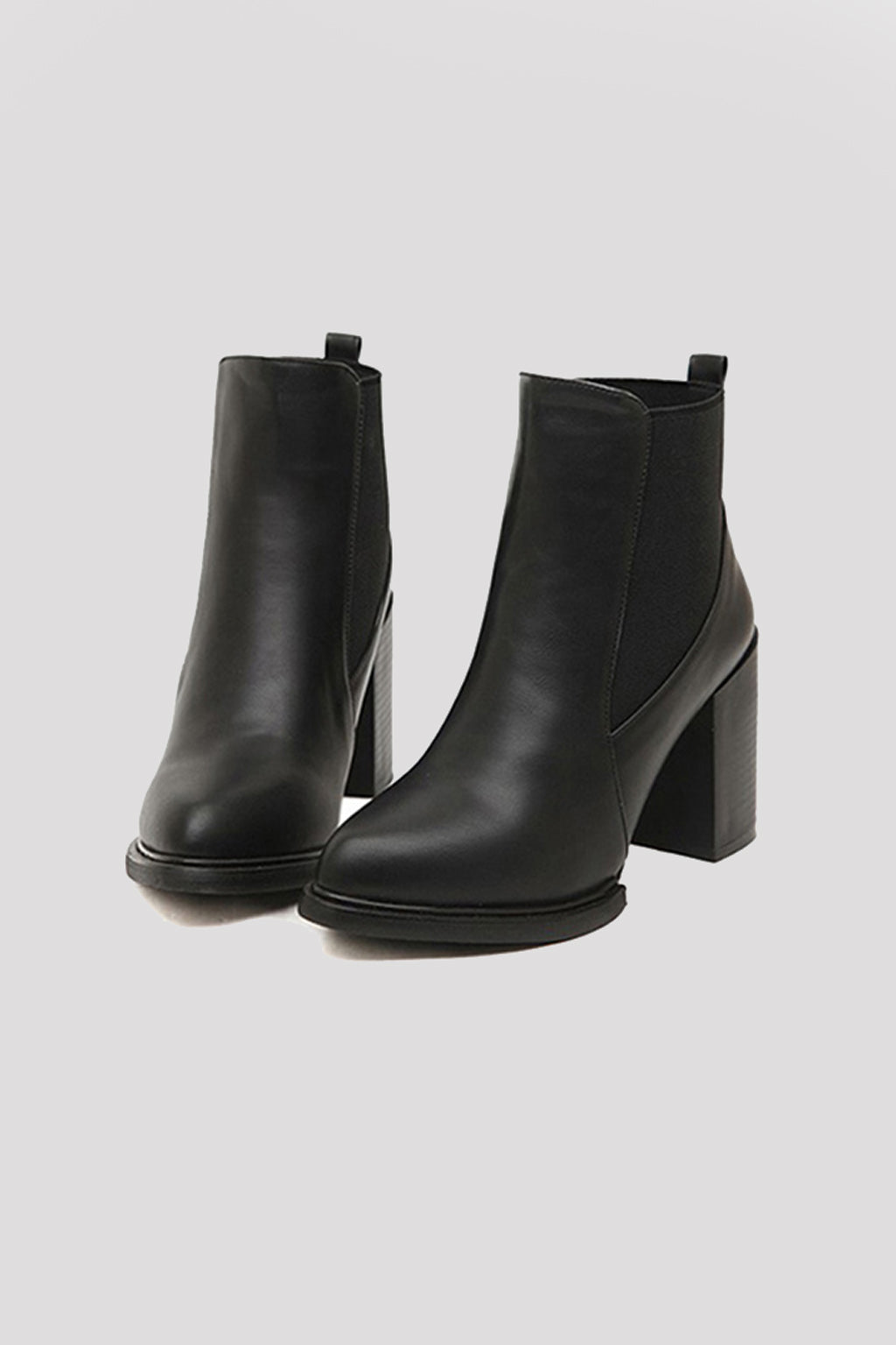Faux Leather Black Chelsea Ankle Boots