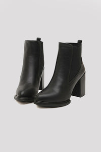 Faux Leather Black Chelsea Ankle Boots