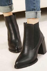 Faux Leather Black Chelsea Ankle Boots