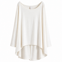 Slouchy Long Sleeve Cotton Jersey Hi-low T-shirt