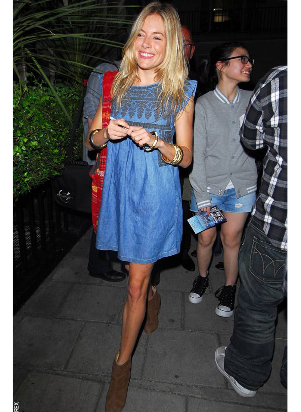 Jessica Embroidered Denim Shift Dress in Blue Celebrity Designz Jessica Embroidered Denim Shift Dress in Blue Celebrity Designz