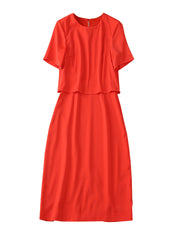 Amal Clooney Inspired Red Cape Effect Pencil Midi Dress