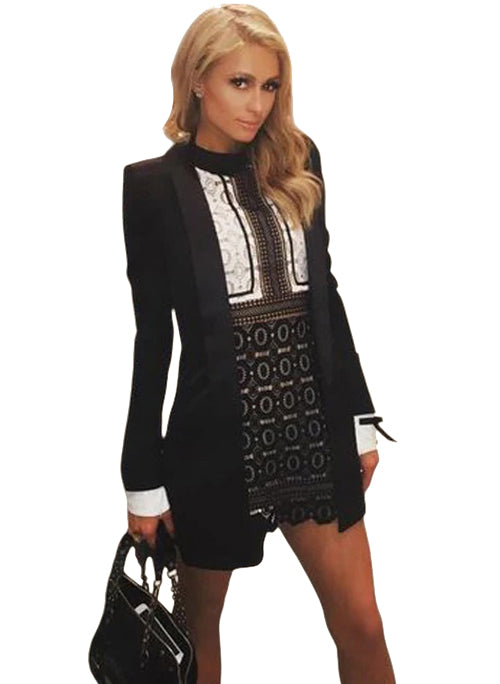 Paris Hilton Inspired Two-tone Guipure Lace Mini Dress