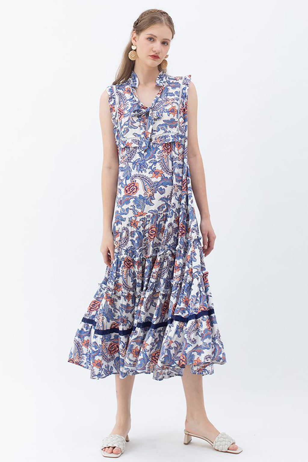 Bohemian Rose And Tulip Paisley Sleeveless Maxi Dress