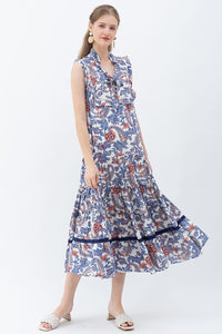 Bohemian Rose And Tulip Paisley Sleeveless Maxi Dress