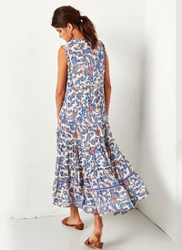 Bohemian Rose And Tulip Paisley Sleeveless Maxi Dress
