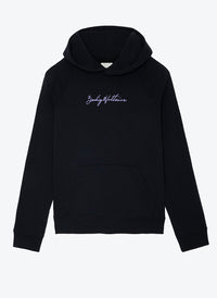 Black Oversized 100% Cotton Fleece Hoodie with Angel Wing Back Print