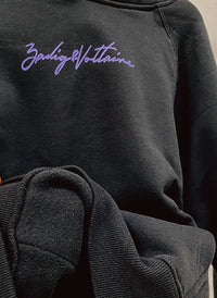 Black Oversized 100% Cotton Fleece Hoodie with Angel Wing Back Print