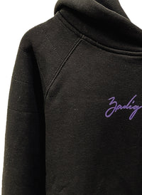 Black Oversized 100% Cotton Fleece Hoodie with Angel Wing Back Print