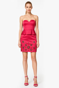 Embellished Bustier Cocktail Night Out Dress in Hot Pink
