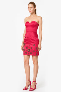 Embellished Bustier Cocktail Night Out Dress in Hot Pink