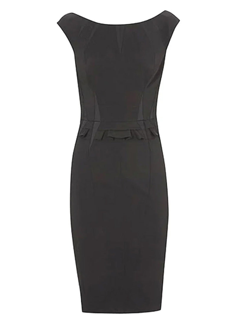Folded Waist Off-The-Shoulder Little Black Dress