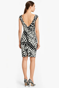 Low Back Sculpted Pencil Dress in Black & White
