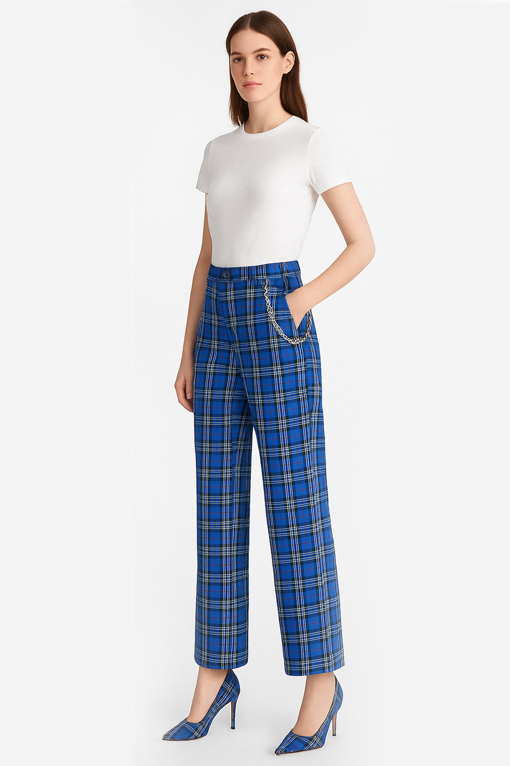 【PORTERNA】Thea Check Lounge Pants Women 's Gingham Pants Elastic Waist Baggy Lounge Pants Side