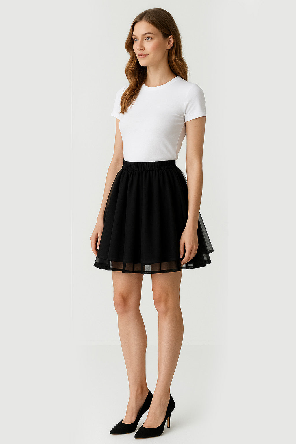 Tiered Ballerina Tutu Skater Skirt in Black