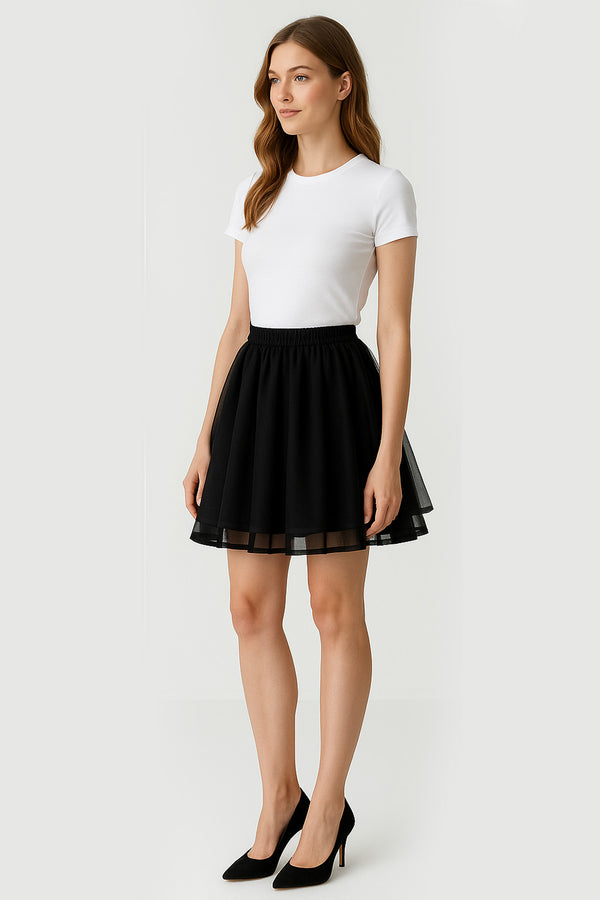 Tiered Ballerina Tutu Skater Skirt in Black