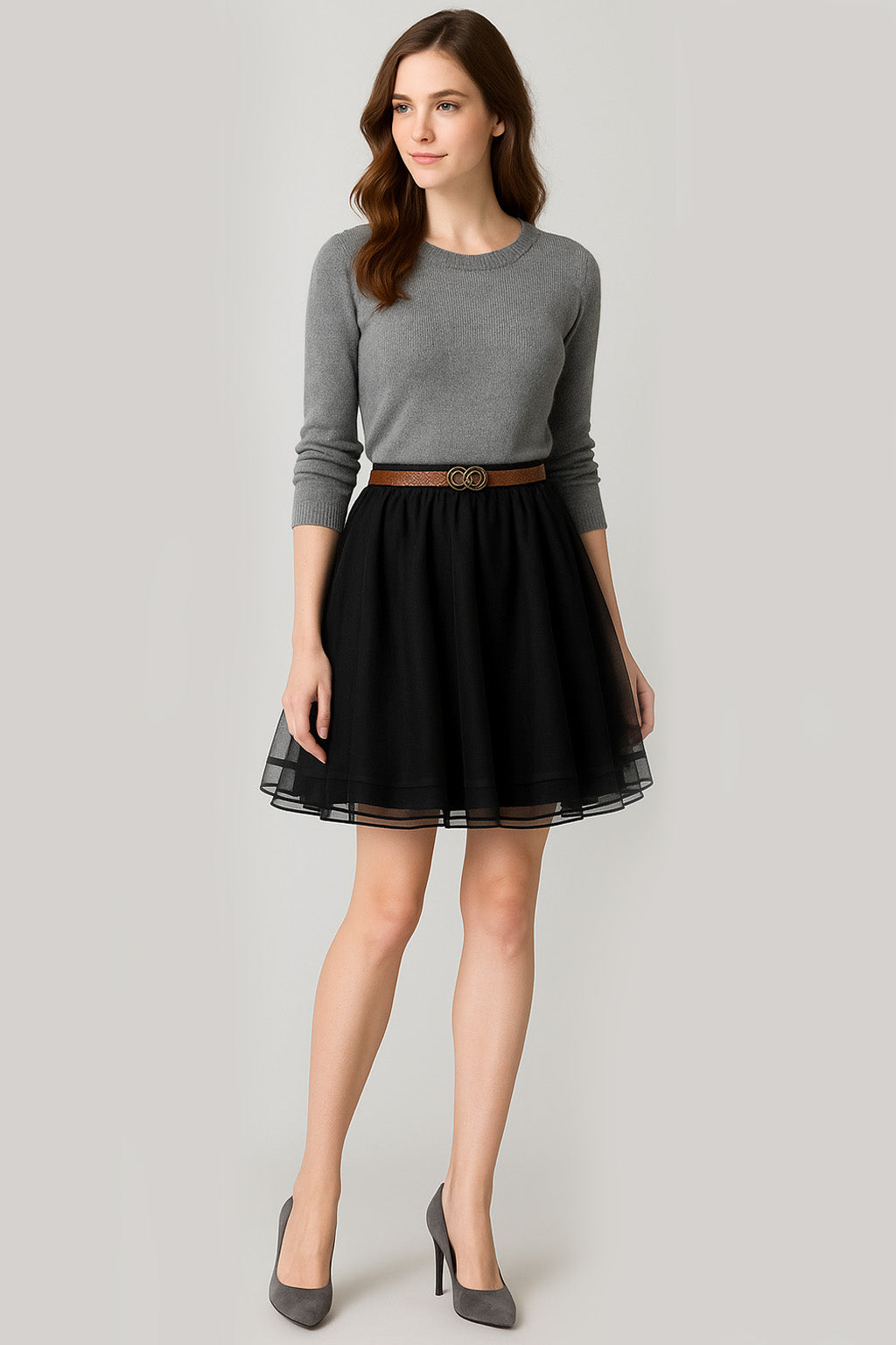Tiered Ballerina Tutu Skater Skirt in Black