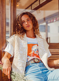 Rolled Up Short Sleeve Oversized White Cotton T-Shirt in Graphic Design