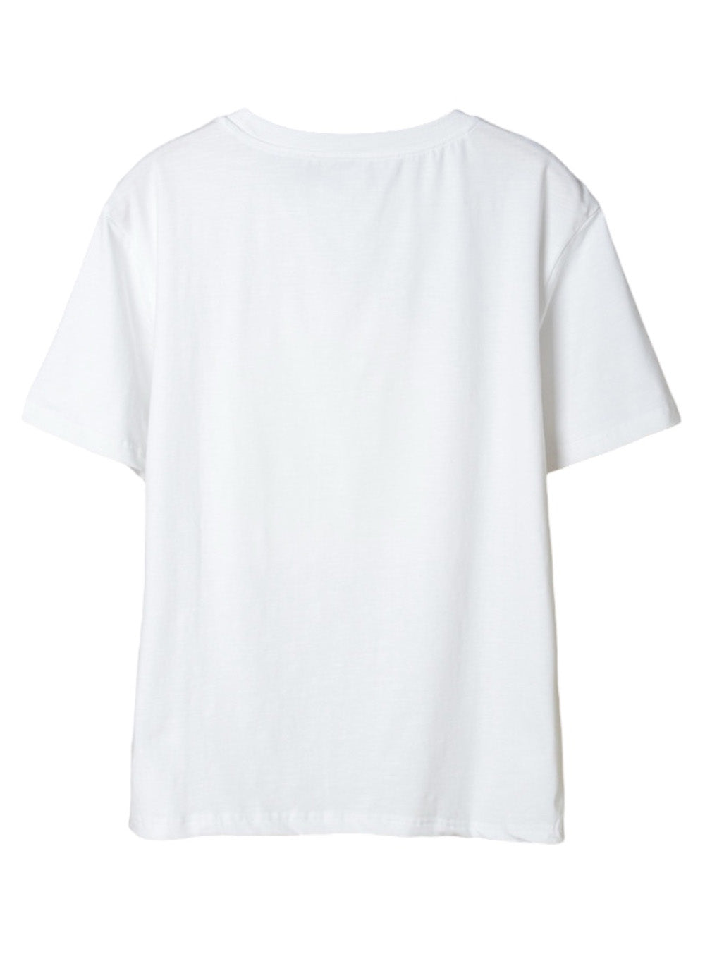 Round Neck Short Sleeve Scenic Palm Print White Cotton T-Shirt