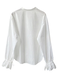 100% Crisp Cotton Front Bib Shirt with High-Neck and Tie Eyelet Cuffs