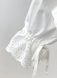 100% Crisp Cotton Front Bib Shirt with High-Neck and Tie Eyelet Cuffs