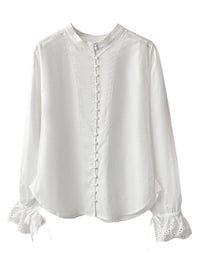 100% Crisp Cotton Front Bib Shirt with High-Neck and Tie Eyelet Cuffs