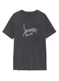 Vintage-Inspired Black Cheetah Graphic T-Shirt – 100% Cotton, Loose Fit, Washed Fabric