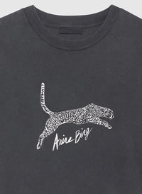 Vintage-Inspired Black Cheetah Graphic T-Shirt – 100% Cotton, Loose Fit, Washed Fabric