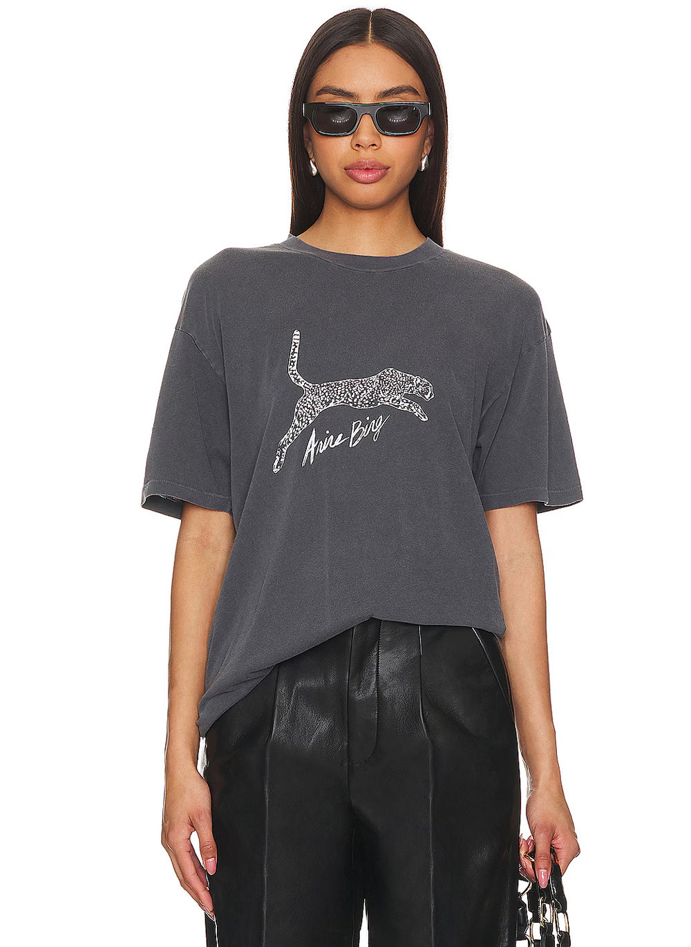Vintage-Inspired Black Cheetah Graphic T-Shirt – 100% Cotton, Loose Fit, Washed Fabric