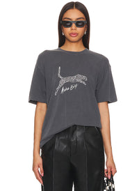 Vintage-Inspired Black Cheetah Graphic T-Shirt – 100% Cotton, Loose Fit, Washed Fabric