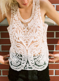 Floral Crochet Lace Sleeveless Cami Tank Top