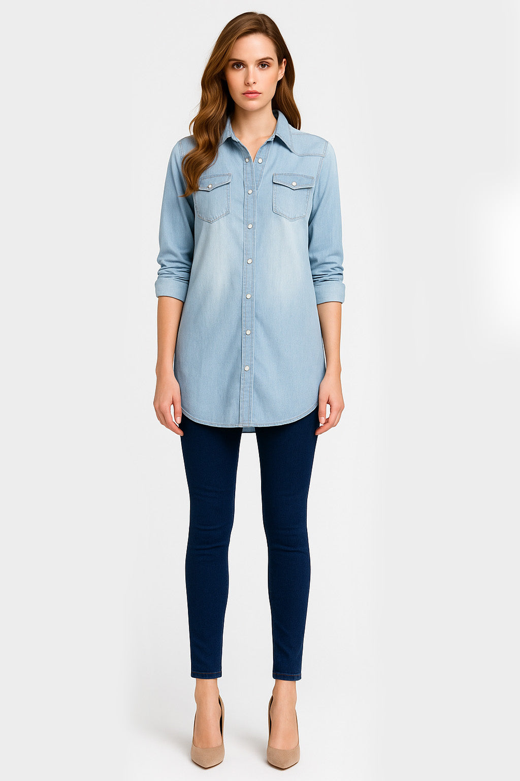 Vintage Cotton Longline Denim Shirt