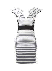 Eva Graphic Stripe Folded Neckline Pencil Dress