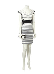 Eva Graphic Stripe Folded Neckline Pencil Dress