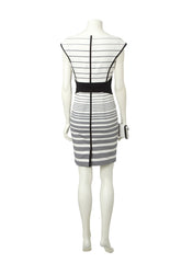 Eva Graphic Stripe Folded Neckline Pencil Dress