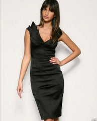 Satin Folded Cocktail Little Black Dress