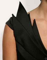 Satin Folded Cocktail Little Black Dress