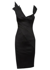 Satin Folded Cocktail Little Black Dress