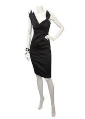 Satin Folded Cocktail Little Black Dress