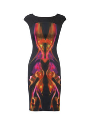 Nicole Satin Kaleidoscope Midi Dress with Back Zip