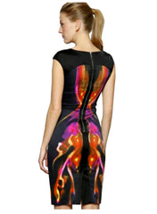 Nicole Satin Kaleidoscope Midi Dress with Back Zip