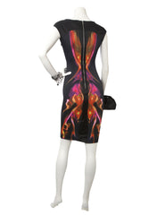 Nicole Satin Kaleidoscope Midi Dress with Back Zip