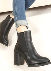Faux Leather Black Chelsea Ankle Boots