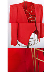 Blake Lively Style V-neck Crop Jacket in Red