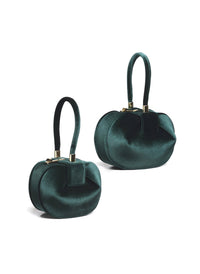 Meghan Sculptural Velvet Tote Bag in Emerald Green