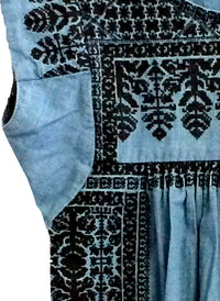 Jessica Embroidered Denim Shift Dress in Blue