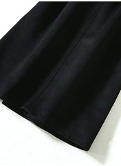 Meghan Inspired Cashmere Long Hooded Wrap Coat in Black