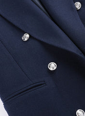 Meghan Double Breasted Deep Navy Tailored Slim Coat