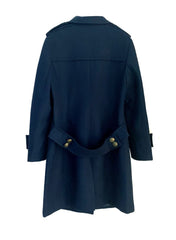 Meghan Military Style Double Breasted Wool Coat in Navy