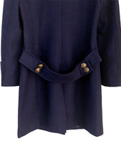 Meghan Military Style Double Breasted Wool Coat in Navy